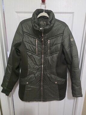 Michael Kors Women's Olive Green Quilted Jacket Size 1xl